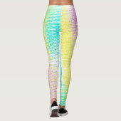 Abstract Bleek pasta Turquoise Pink Yellow Leggings (Achterkant)