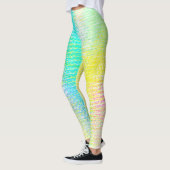 Abstract Bleek pasta Turquoise Pink Yellow Leggings (Links)