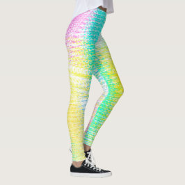 Abstract Bleek pasta Turquoise Pink Yellow Leggings