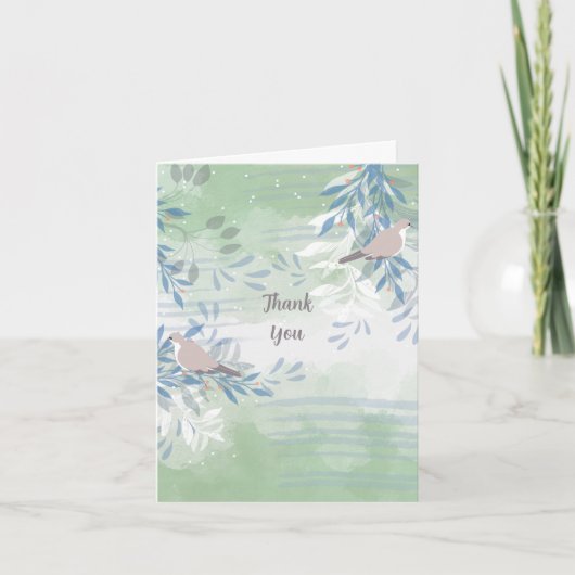 Abstract Bloem Botanisch Vogels Bedankkaart (Voorkant)