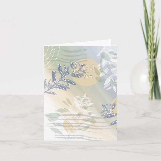 Abstract Bloem Botanisch Vogels Bedankkaart (Voorkant)