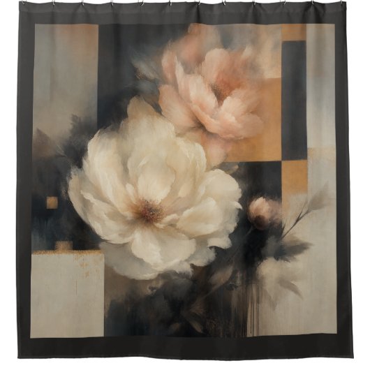 "Abstract Bloem" Douchegordijn (Voorkant)