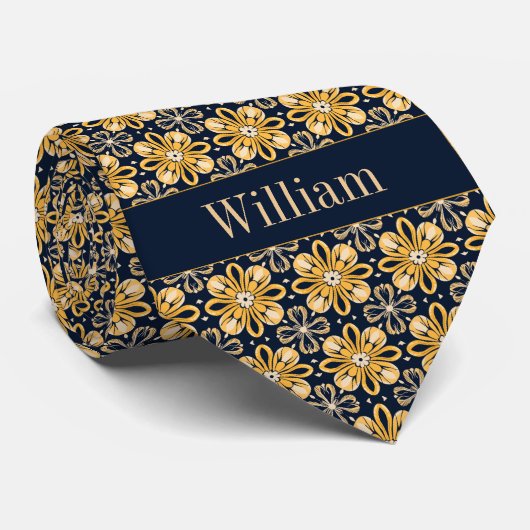 Abstract Bloem Marigold Stropdas (Opgerold)