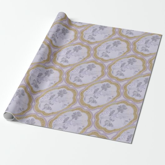 Abstract Bloem Medaillon Cadeaupapier (Uitgerold)