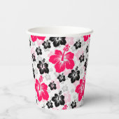 Abstract Bloem Rood Zwart Wit Papieren Bekers (Achterkant)