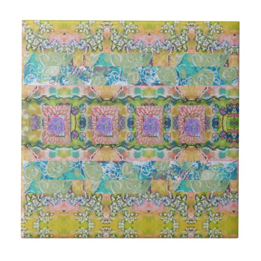 Abstract bloemacryl tegeltje (Voorkant)