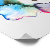 Abstract bloemblauw in grijs waterverf poster (Hoek)