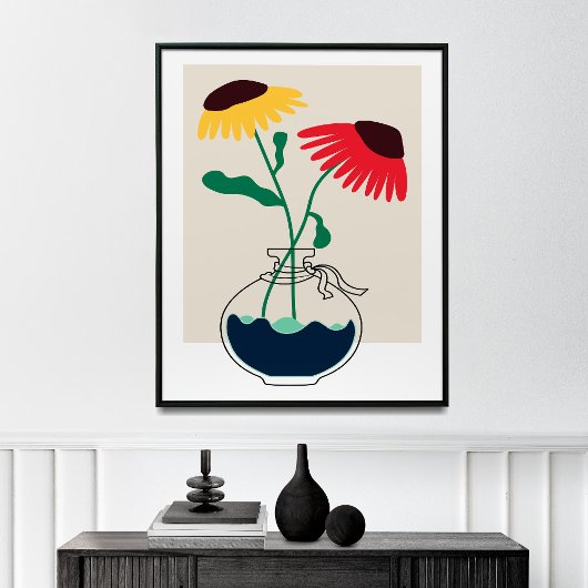 Abstract bloemboeket kunstdoek canvas afdruk