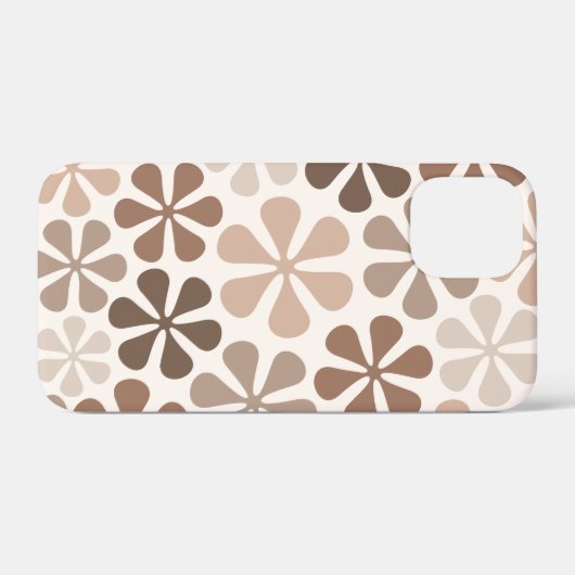 Abstract Bloemen (B) Bruin Taupe Crème Case-Mate iPhone Case (Achterkant (horizontaal))