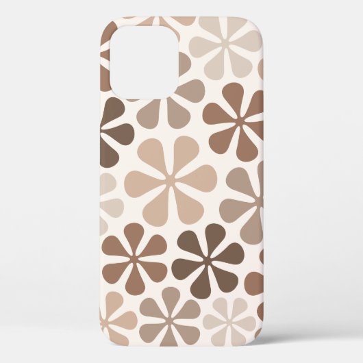 Abstract Bloemen (B) Bruin Taupe Crème Case-Mate iPhone Case (Achterkant)