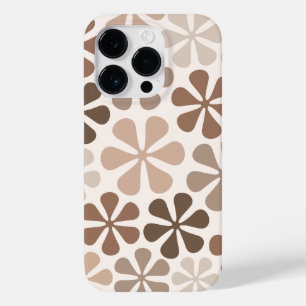 Abstract Bloemen (B) Bruin Taupe Crème Case-Mate iPhone 14 Pro Hoesje