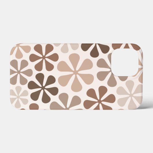 Abstract Bloemen (B) Bruin Taupe Crème Case-Mate iPhone Case (Achterkant (horizontaal))