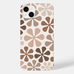 Abstract Bloemen (B) Bruin Taupe Crème Case-Mate iPhone 14 Plus Hoesje