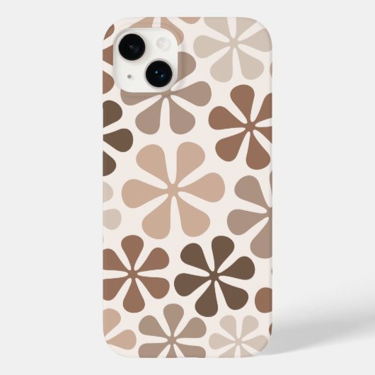 Abstract Bloemen (B) Bruin Taupe Crème Case-Mate iPhone Case (Achterkant)