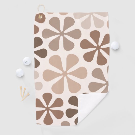 Abstract Bloemen (B) Bruin Taupe Crème Golfhanddoek (Insitu)
