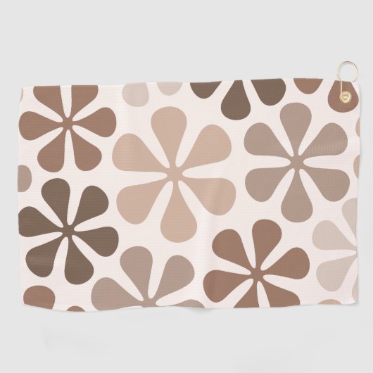 Abstract Bloemen (B) Bruin Taupe Crème Golfhanddoek (Horizontaal)