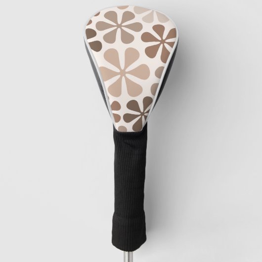 Abstract Bloemen (B) Bruin Taupe Crème Golfheadcover (Voorkant)