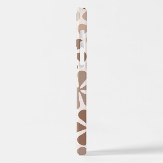 Abstract Bloemen (B) Bruin Taupe Crème iPhone Hoesje (Linkerkant)