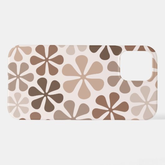Abstract Bloemen (B) Bruin Taupe Crème iPhone Hoesje (Achterkant horizontaal)