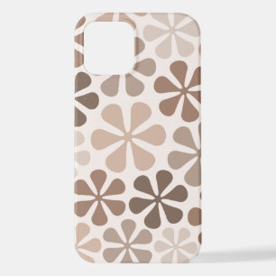 Abstract Bloemen (B) Bruin Taupe Crème iPhone 12 Hoesje