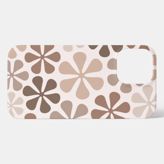 Abstract Bloemen (B) Bruin Taupe Crème iPhone Hoesje (Achterkant horizontaal)