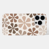 Abstract Bloemen (B) Bruin Taupe Crème iPhone Hoesje (Achterkant horizontaal)