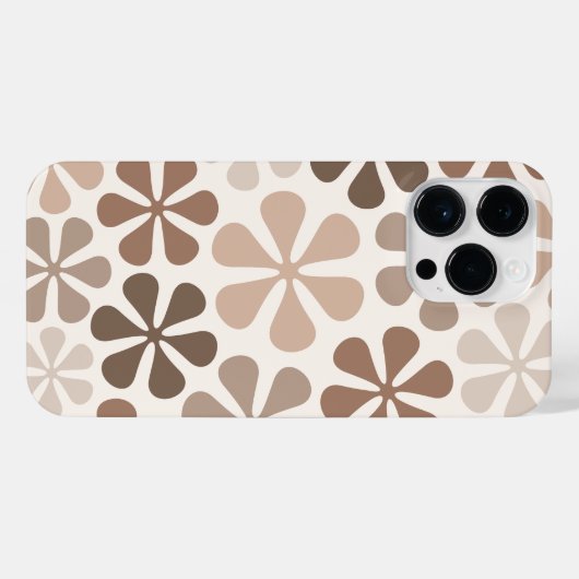 Abstract Bloemen (B) Bruin Taupe Crème iPhone Hoesje (Achterkant horizontaal)