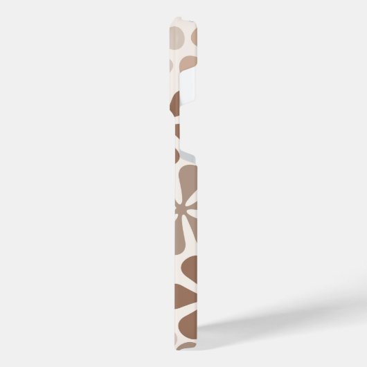 Abstract Bloemen (B) Bruin Taupe Crème iPhone Hoesje (Linkerkant)