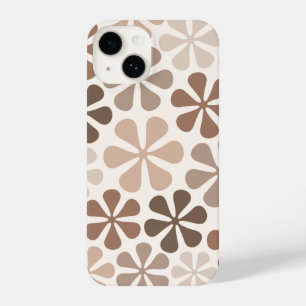 Abstract Bloemen (B) Bruin Taupe Crème iPhone 14 Hoesje