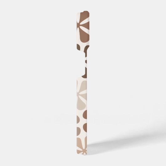 Abstract Bloemen (B) Bruin Taupe Crème iPhone Hoesje (Rechterkant)