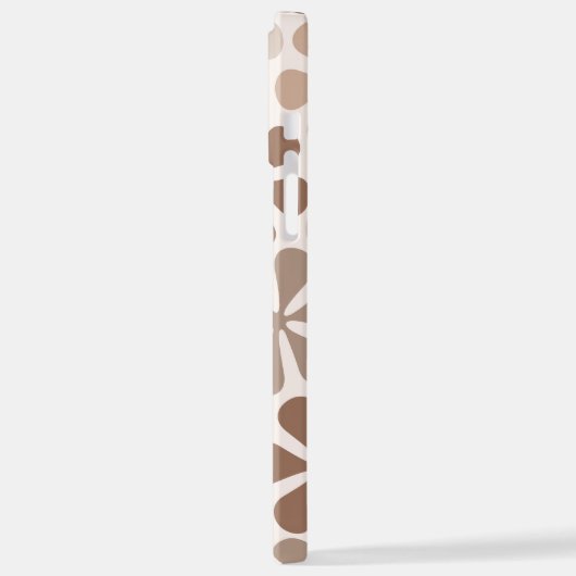 Abstract Bloemen (B) Bruin Taupe Crème iPhone Hoesje (Linkerkant)