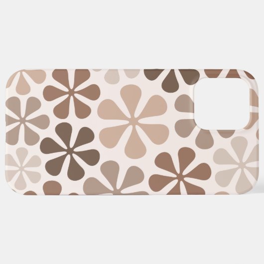 Abstract Bloemen (B) Bruin Taupe Crème iPhone Hoesje (Achterkant horizontaal)