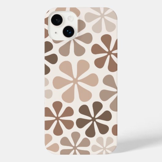 Abstract Bloemen (B) Bruin Taupe Crème iPhone Hoesje (Achterkant)