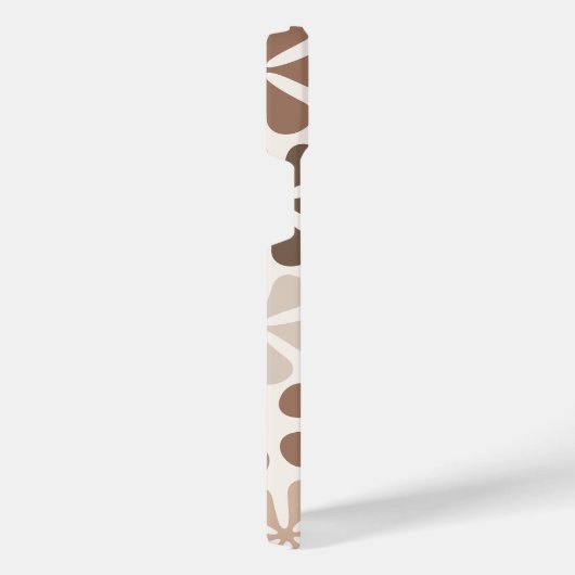 Abstract Bloemen (B) Bruin Taupe Crème iPhone Hoesje (Rechterkant)