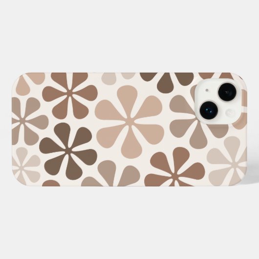 Abstract Bloemen (B) Bruin Taupe Crème iPhone Hoesje (Achterkant horizontaal)