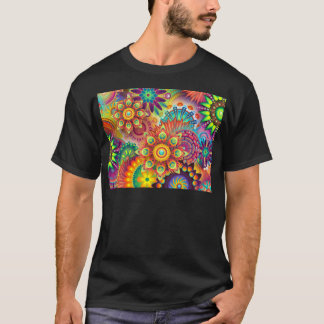 Abstract, bloemen, belichting, kleur, kleur van de t-shirt