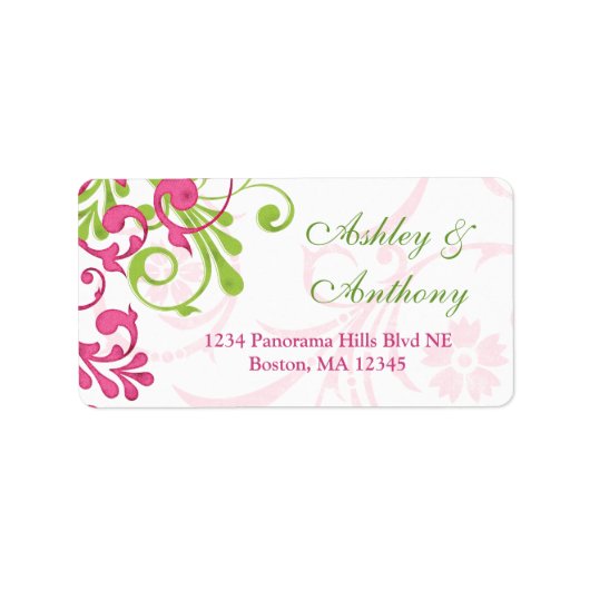 Abstract Bloemen Bruiloft Adres Mailing Label (Voorkant)