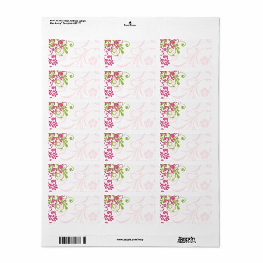 Abstract Bloemen Bruiloft Blank Adres Mailing Etiket (Full Sheet)