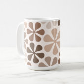 Abstract Bloemen Bruin Taupe Cream Koffiemok (Voorkant links)