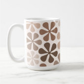 Abstract Bloemen Bruin Taupe Cream Koffiemok (Links)