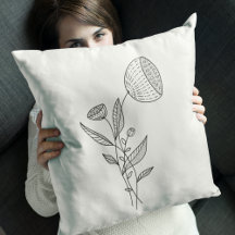 Abstract Bloemen Doodle Zwart Wit Stijlvol