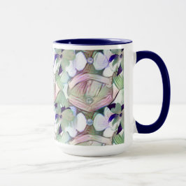 Abstract Bloemen en Parels Blauw Grote Mok