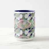 Abstract Bloemen en Parels Blauw Grote Mok (Midden)