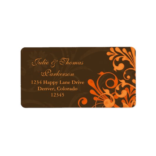Abstract Bloemen Herfst Bruiloft Retouradres Label (Voorkant)