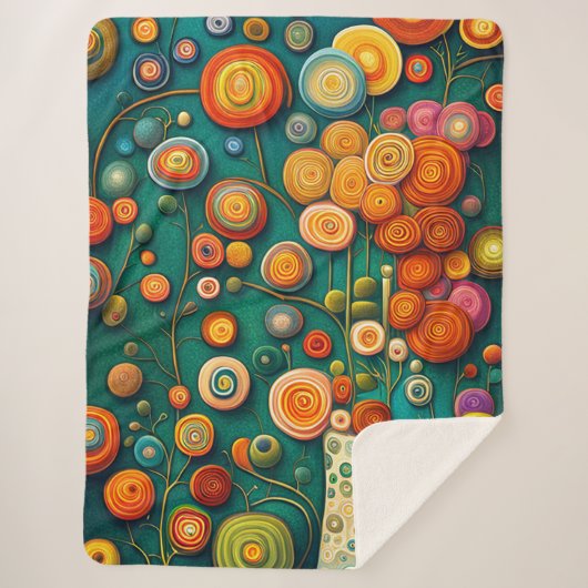 Abstract Bloemen in een Vaas Sherpa Deken (Voorkant)