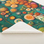 Abstract Bloemen in een Vaas Sherpa Deken (3/4)