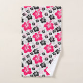 Abstract Bloemen Rood Zwart Wit Bad Handdoek (Handdoek)