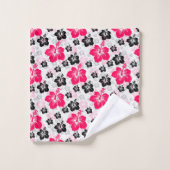 Abstract Bloemen Rood Zwart Wit Bad Handdoek (Wasdoekje)