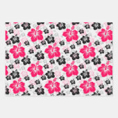 Abstract Bloemen Rood Zwart Wit Inpakpapier Vel (Voorkant 2)