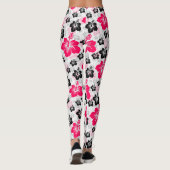 Abstract Bloemen Rood Zwart Wit Leggings (Achterkant)